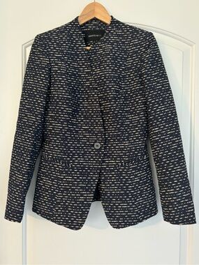 Lafayette 148 New York Asymmetric Tweed Tailored Blazer Jacket Size 2